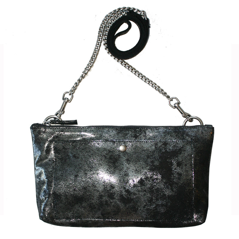 Patch Pocket Bag - Smoky Black Metallic – Kim White Bags/Belts