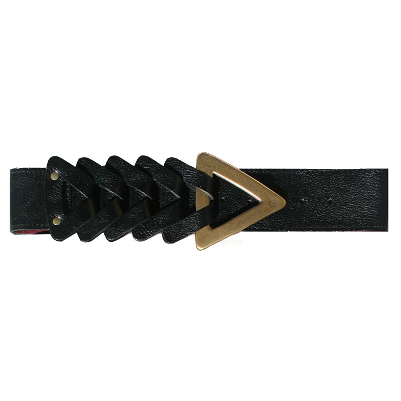Triangle buckle leather belt in black - Bottega Veneta
