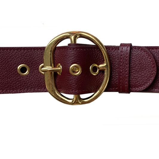 Chunky Waist Belt with EYELETS - Burgundy