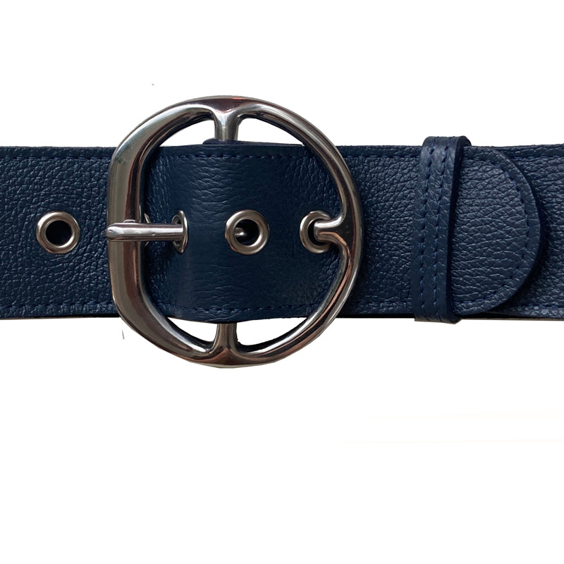 Chunky Waist Belt with EYELETS - Navy