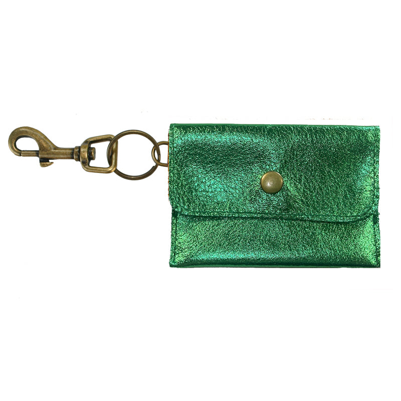 Coin Purse Key Chain - Green Metallic