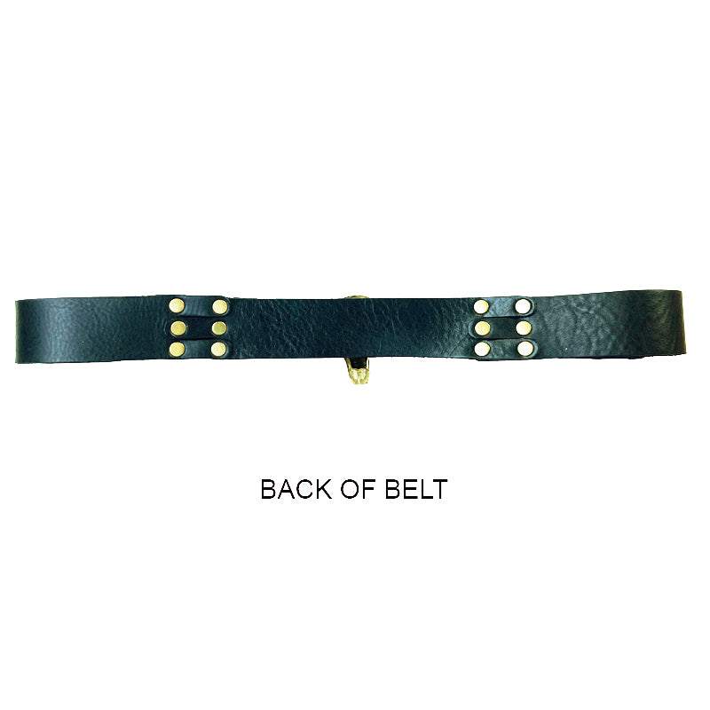 Steer Belt - Black with Antique Brass