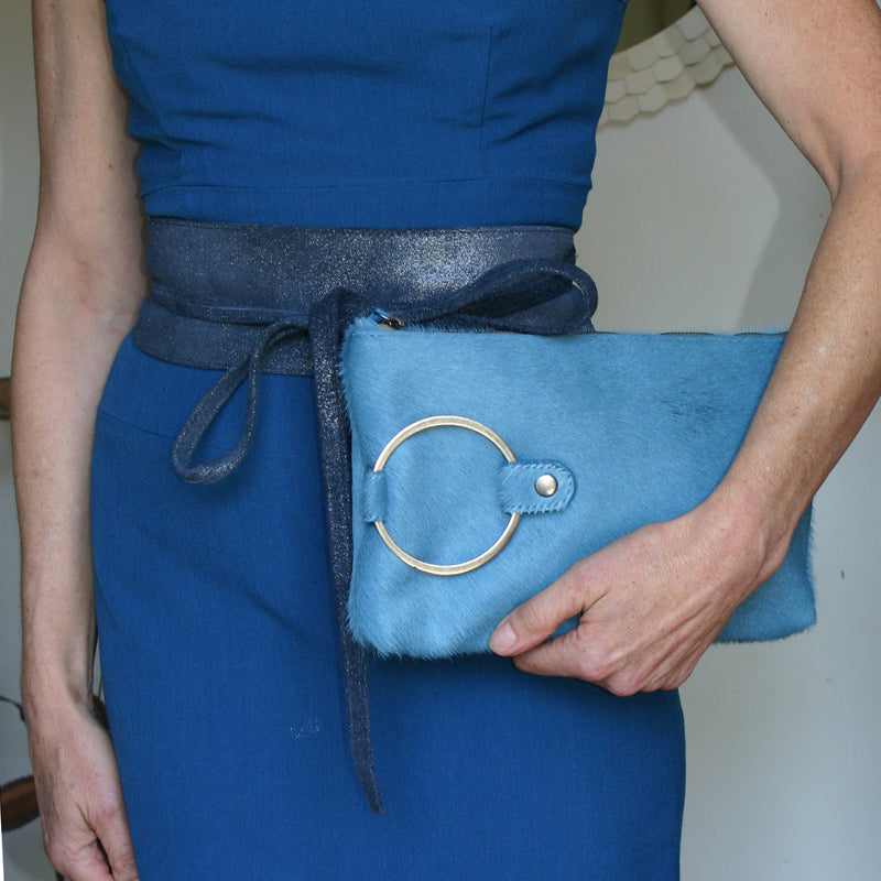 Clutch Bag in Blue Denim