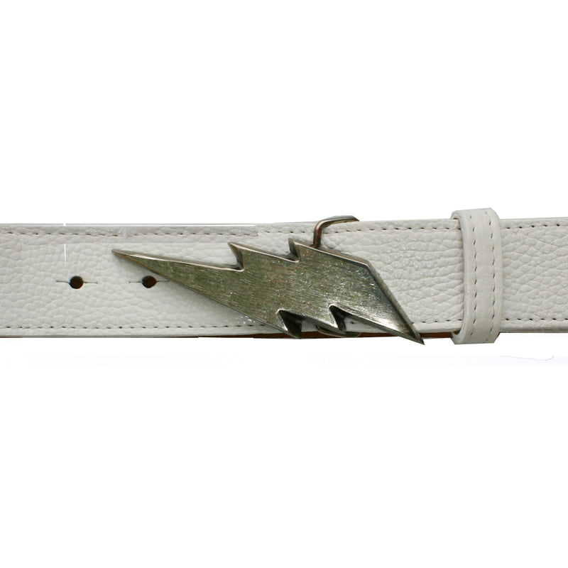 Kim White Chunky Buckle Belt - elle BOUTIQUE