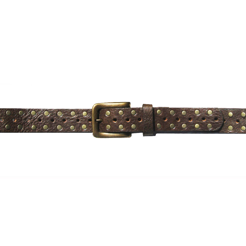 Skinny Studded Belt - Chocolate