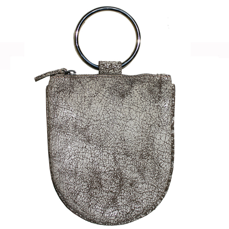 Mini Ring Wristlet - Crackle White