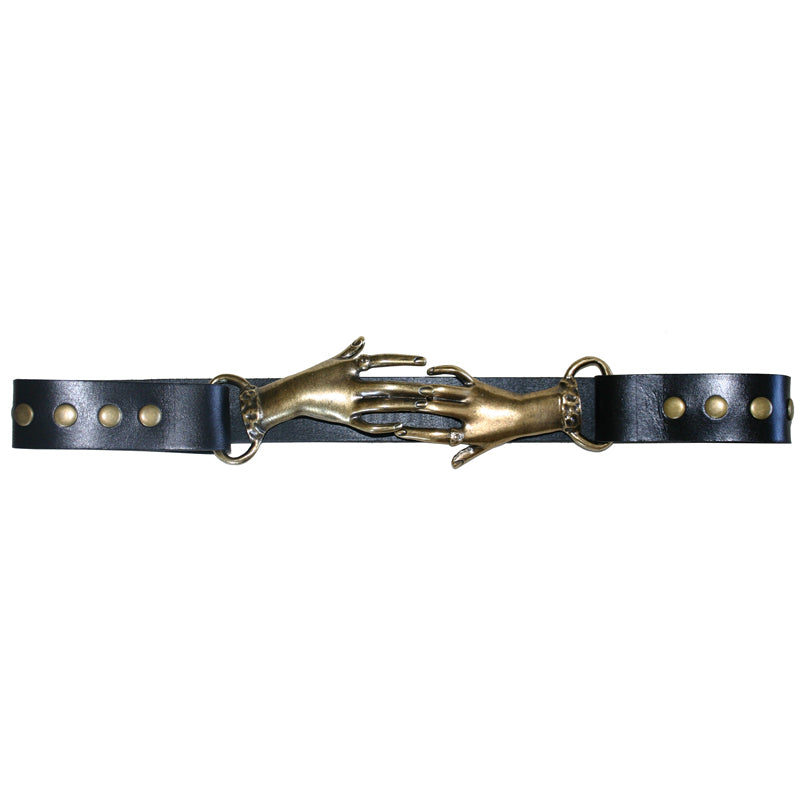 Cast Rope Belt - Black Leather with Antique Brass Buckle – Kim White Bags/ Belts