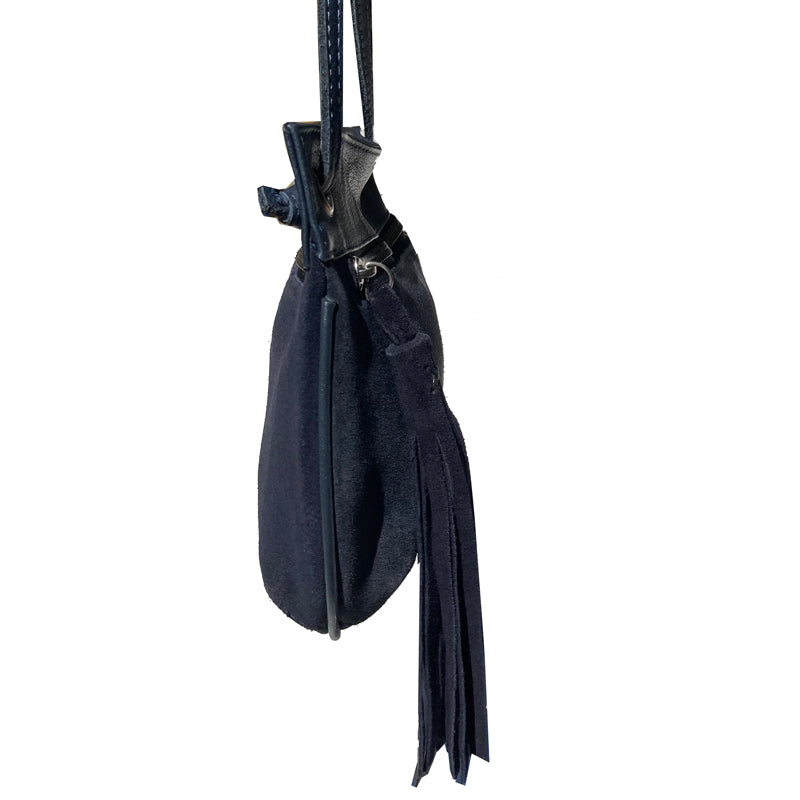 Tassel Bag - Navy Suede