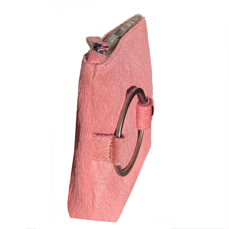 Ring Clutch - Pink Fur – Kim White Bags/Belts