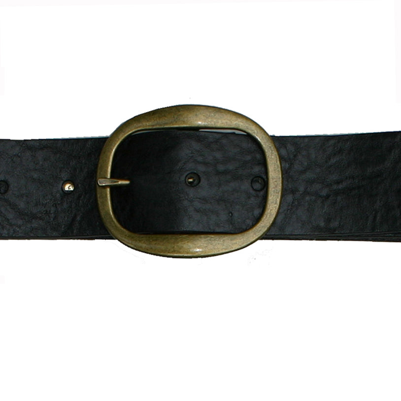 Heirloom Basic Belt - Dark Black with Antique Brass Buckle – Kim