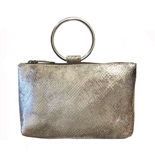 Ring Wristlet - Silver Snake Metallic