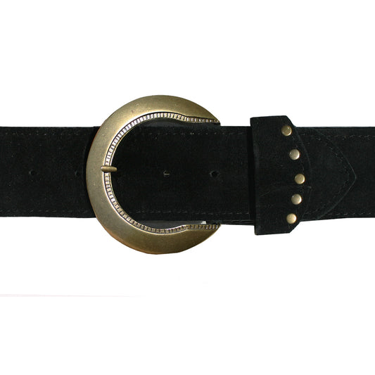 Stepped Waist Belt - Black Suede