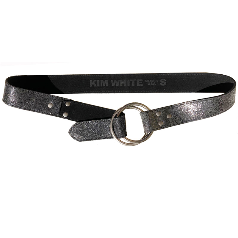 Double-Ring Belt - Antique Black Metallic – Kim White Bags/Belts