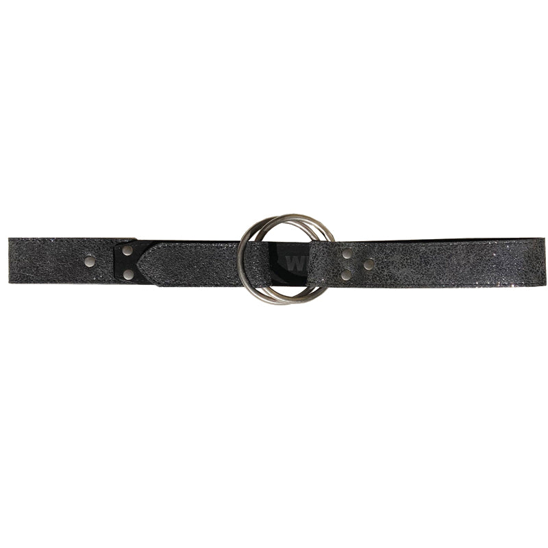 Cast Rope Belt - Black Leather with Antique Brass Buckle – Kim White Bags/ Belts