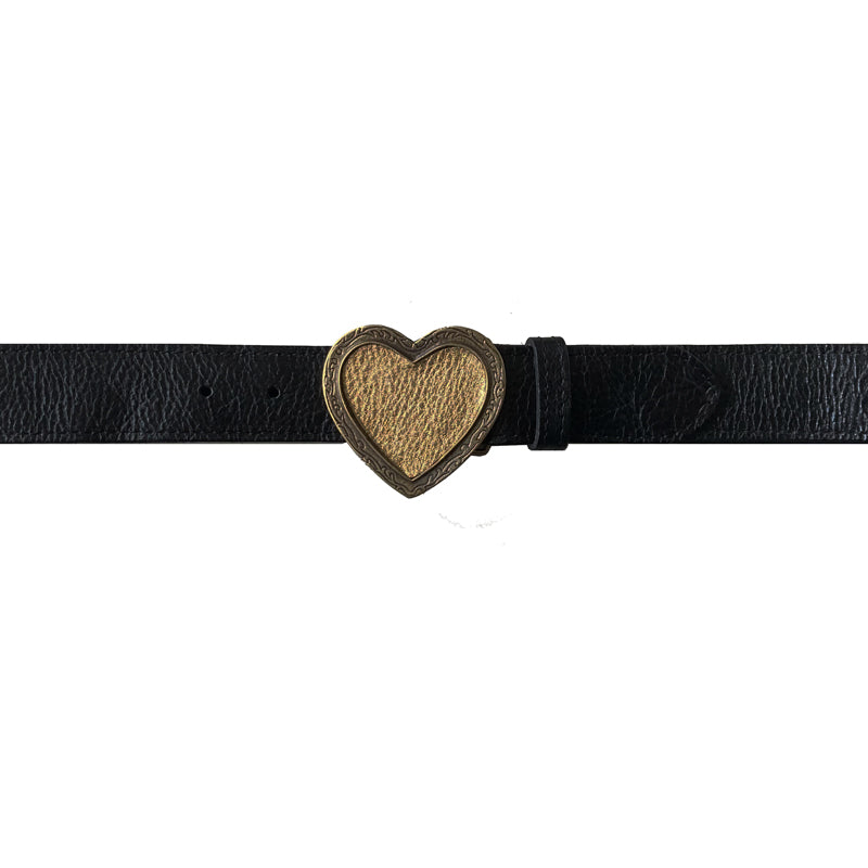 Heart Belt - Black wGold Heart