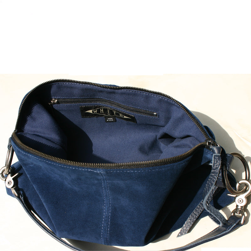 Slouchy Bag Royal Blue Suede Kim White Bags Belts